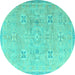 Round Oriental Turquoise Traditional Rug, abs4318turq