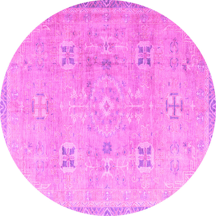Round Machine Washable Oriental Pink Traditional Rug, wshabs4318pnk