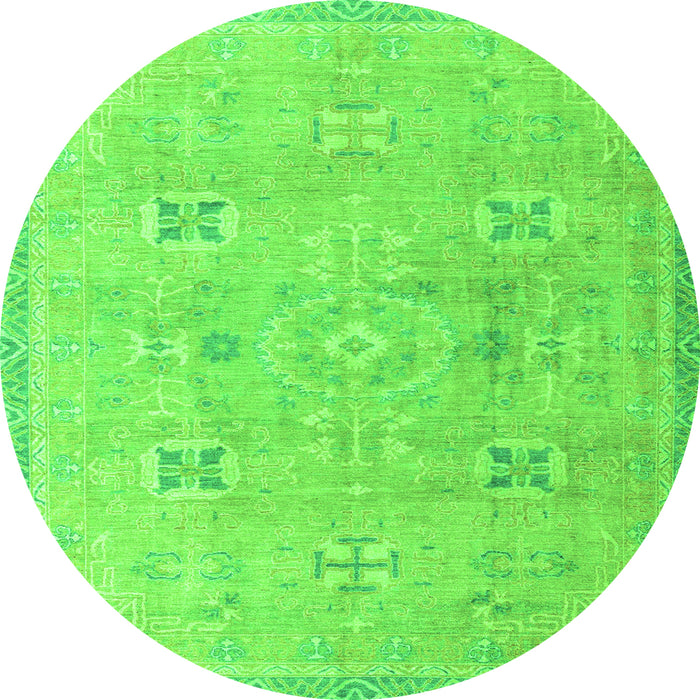 Round Oriental Green Traditional Rug, abs4318grn