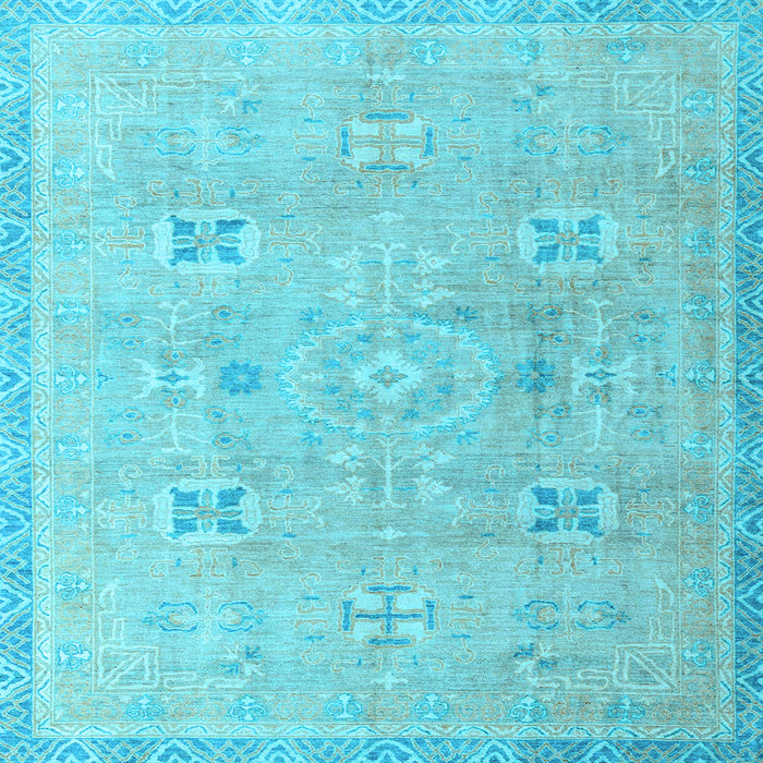 Square Machine Washable Oriental Light Blue Traditional Rug, wshabs4318lblu
