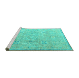 Sideview of Machine Washable Oriental Turquoise Traditional Area Rugs, wshabs4318turq