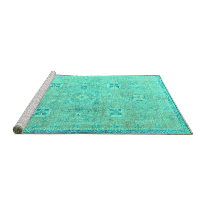 Sideview of Machine Washable Oriental Turquoise Traditional Area Rugs, wshabs4318turq