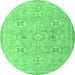 Round Oriental Emerald Green Traditional Rug, abs4318emgrn