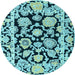 Round Machine Washable Abstract Light Blue Modern Rug, wshabs4319lblu