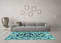 Machine Washable Abstract Light Blue Modern Rug, wshabs4319lblu