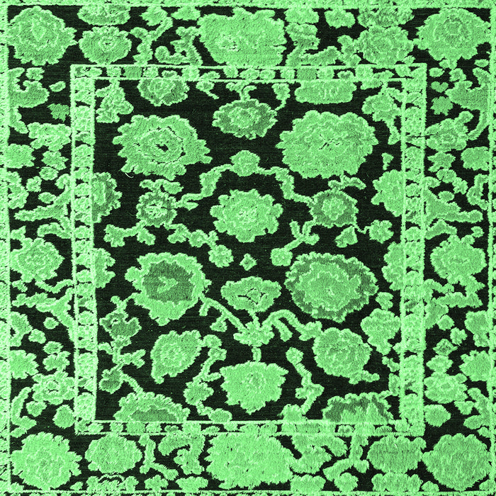Square Machine Washable Abstract Emerald Green Modern Area Rugs, wshabs4319emgrn