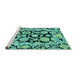 Sideview of Machine Washable Abstract Turquoise Modern Area Rugs, wshabs4319turq