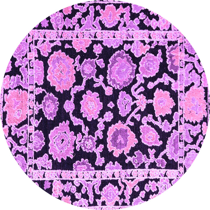 Round Abstract Purple Modern Rug, abs4319pur