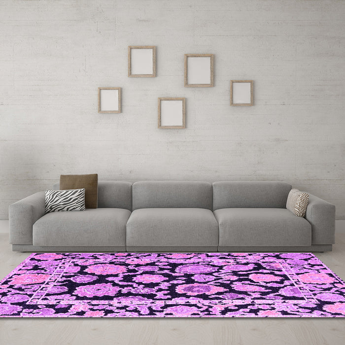 Machine Washable Abstract Purple Modern Area Rugs in a Living Room, wshabs4319pur