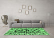 Machine Washable Abstract Emerald Green Modern Area Rugs in a Living Room,, wshabs4319emgrn