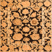 Square Machine Washable Abstract Orange Modern Area Rugs, wshabs4319org