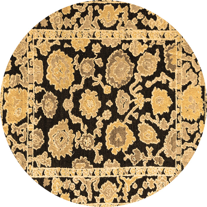Round Machine Washable Abstract Brown Modern Rug, wshabs4319brn