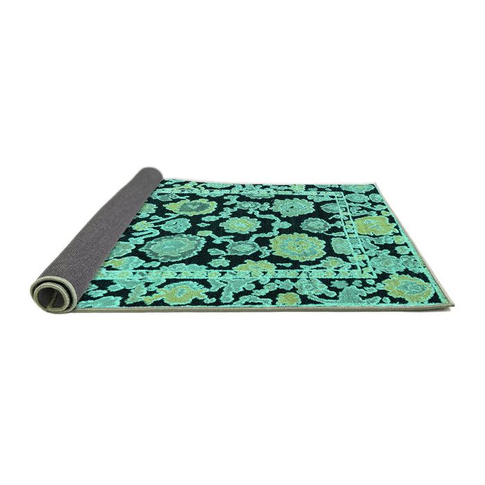 Sideview of Abstract Turquoise Modern Rug, abs4319turq