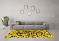 Machine Washable Abstract Yellow Modern Rug, wshabs4319yw