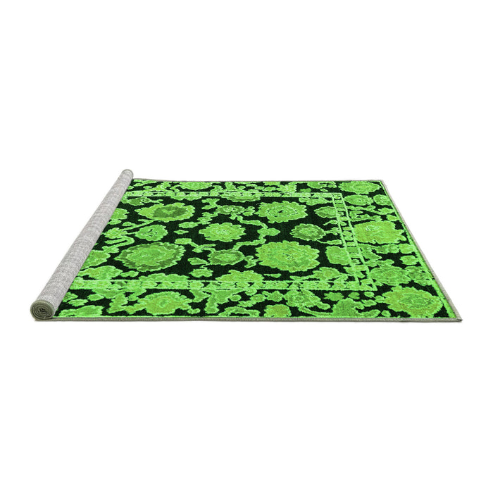 Sideview of Machine Washable Abstract Green Modern Area Rugs, wshabs4319grn