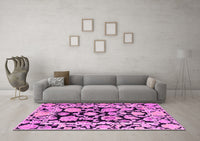 Machine Washable Abstract Pink Modern Rug, wshabs4319pnk