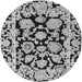 Round Machine Washable Abstract Gray Modern Rug, wshabs4319gry