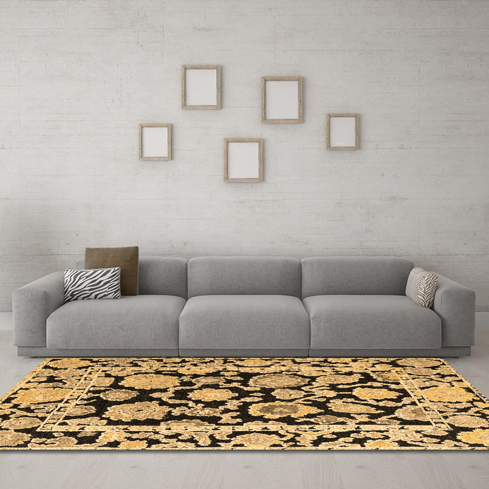 Machine Washable Abstract Brown Modern Rug in a Living Room,, wshabs4319brn