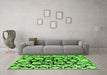 Machine Washable Abstract Green Modern Area Rugs in a Living Room,, wshabs4319grn