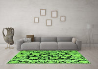 Machine Washable Abstract Green Modern Rug, wshabs4319grn