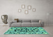 Machine Washable Abstract Turquoise Modern Area Rugs in a Living Room,, wshabs4319turq