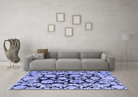 Machine Washable Abstract Blue Modern Rug, wshabs4319blu