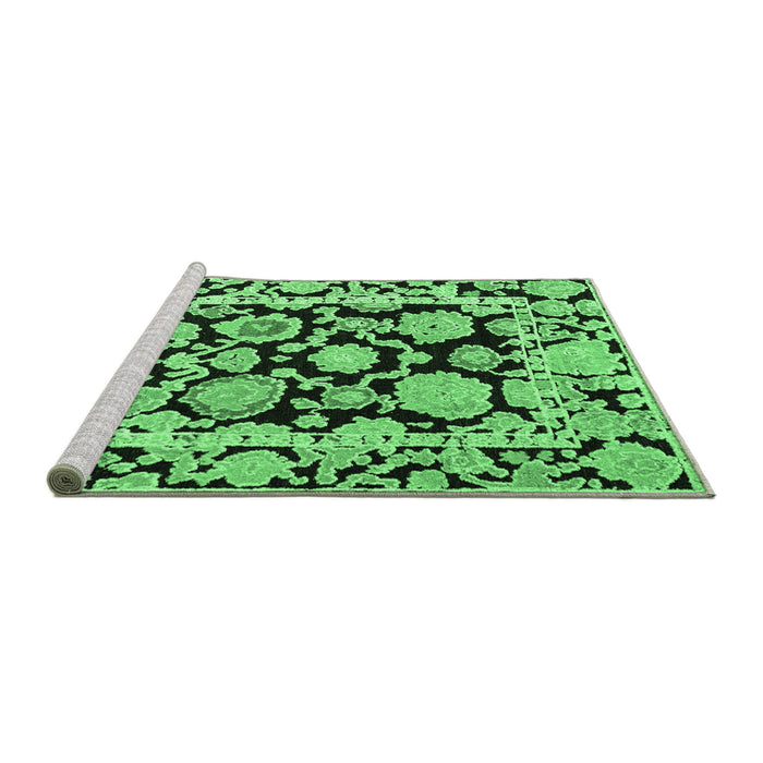 Sideview of Machine Washable Abstract Emerald Green Modern Area Rugs, wshabs4319emgrn