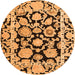 Round Machine Washable Abstract Orange Modern Area Rugs, wshabs4319org