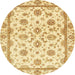 Round Machine Washable Abstract Yellow Rug, wshabs431