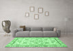 Machine Washable Oriental Emerald Green Traditional Area Rugs in a Living Room,, wshabs431emgrn