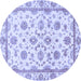 Round Oriental Blue Traditional Rug, abs431blu