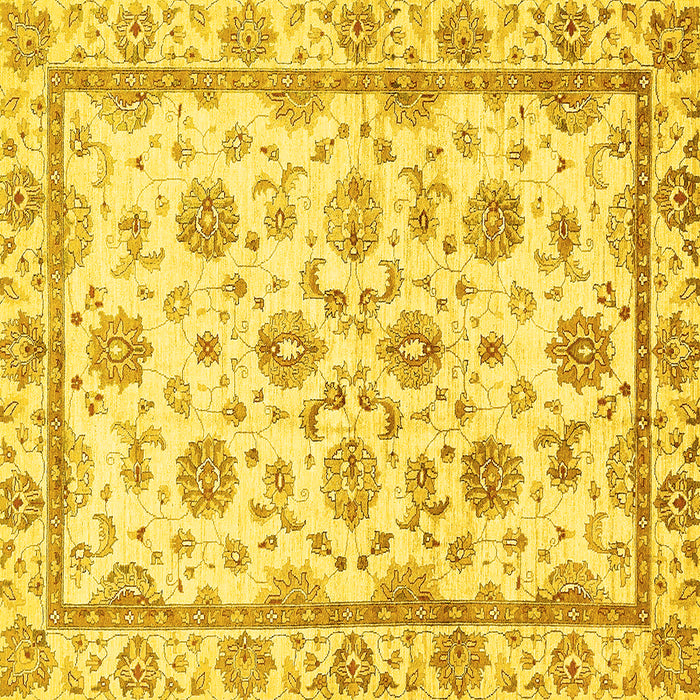 Square Machine Washable Oriental Yellow Traditional Rug, wshabs431yw