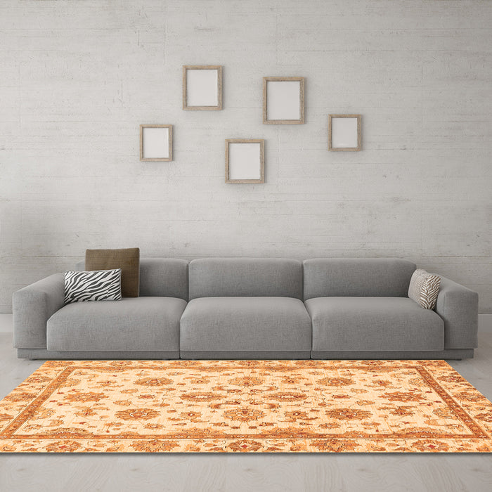 Machine Washable Oriental Orange Traditional Area Rugs in a Living Room, wshabs431org