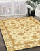 Abstract Yellow Oriental Rug in Family Room, abs431