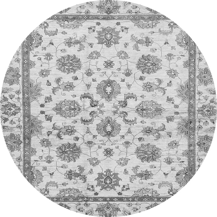 Round Machine Washable Oriental Gray Traditional Rug, wshabs431gry