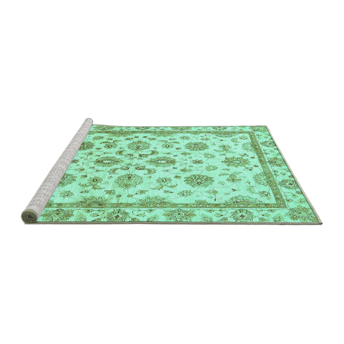 Sideview of Machine Washable Oriental Turquoise Traditional Area Rugs, wshabs431turq