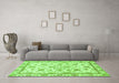 Machine Washable Oriental Green Traditional Area Rugs in a Living Room,, wshabs431grn