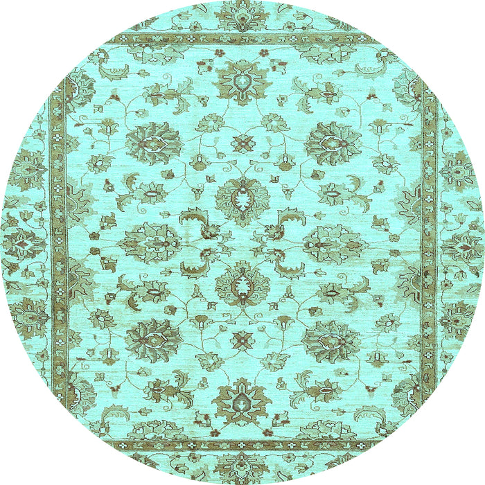 Round Oriental Light Blue Traditional Rug, abs431lblu