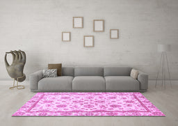 Machine Washable Oriental Purple Traditional Area Rugs in a Living Room, wshabs431pur