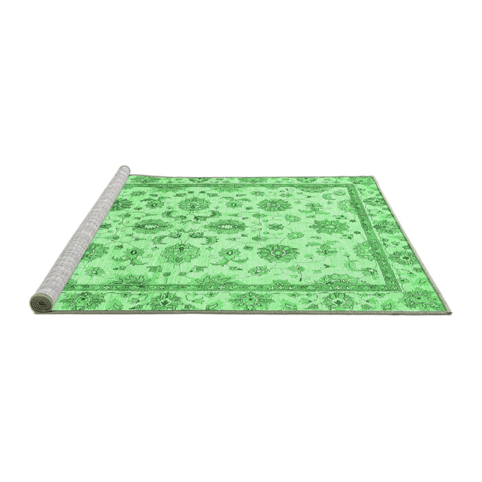 Sideview of Machine Washable Oriental Emerald Green Traditional Area Rugs, wshabs431emgrn