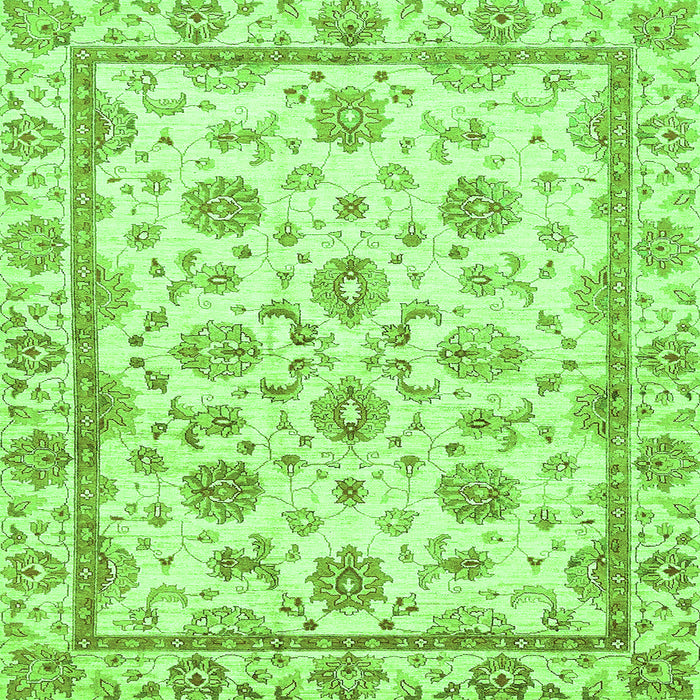 Square Machine Washable Oriental Green Traditional Area Rugs, wshabs431grn