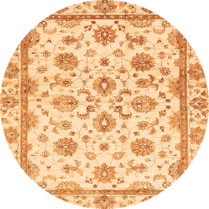 Round Machine Washable Oriental Orange Traditional Area Rugs, wshabs431org