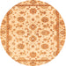 Round Machine Washable Oriental Orange Traditional Area Rugs, wshabs431org