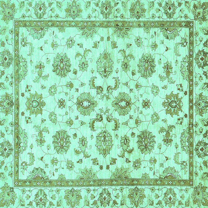 Square Oriental Turquoise Traditional Rug, abs431turq