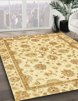 Machine Washable Abstract Yellow Rug in a Family Room, wshabs431