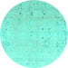 Round Oriental Turquoise Traditional Rug, abs4320turq