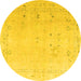 Round Machine Washable Oriental Yellow Traditional Rug, wshabs4320yw