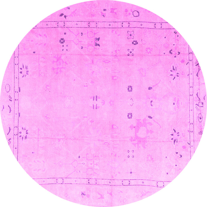 Round Oriental Pink Traditional Rug, abs4320pnk