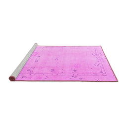 Sideview of Machine Washable Oriental Pink Traditional Rug, wshabs4320pnk
