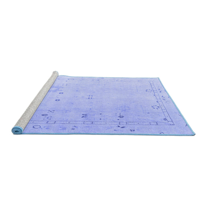 Sideview of Machine Washable Oriental Blue Traditional Rug, wshabs4320blu